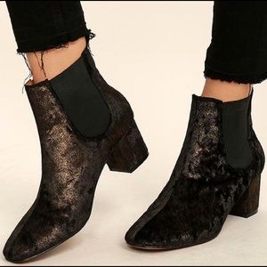Velvet Chelsea Black Gold Dark Brown Ankle Boots